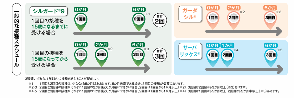 HPV種類と間隔の図