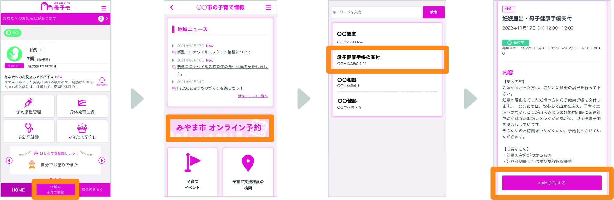 母子手帳の交付
